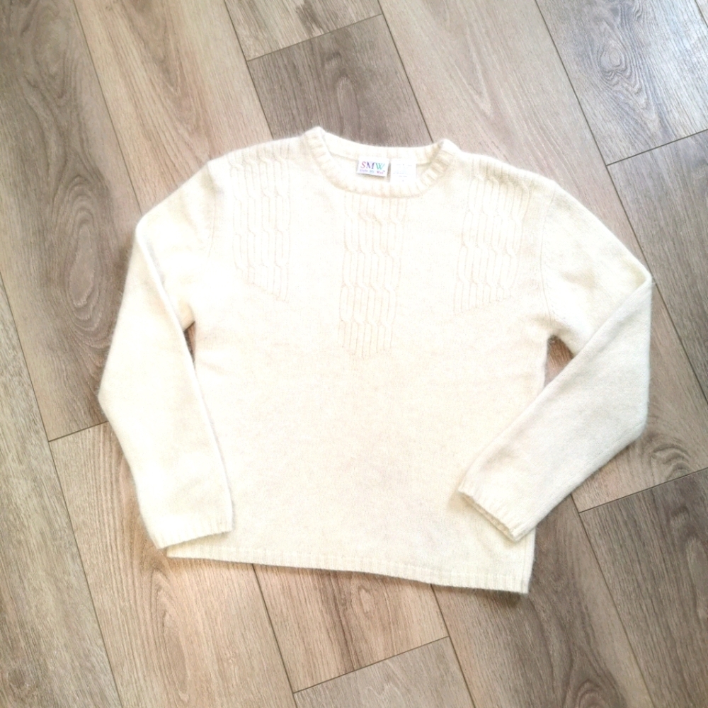 Vintage Angora Blend Sweater Cream Ladies Fit XS/S